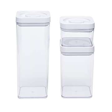 Amazon Basics Food Storage Containers with Lids, 10-Piece Square Set, Airtight Kitchen Pantry Organi...