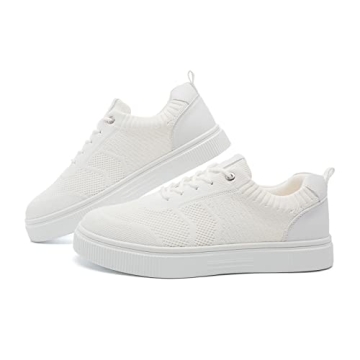 YETIER Women Platform Walking Sneakers Breathable Lace Up Casual Fashion Tennis Shoes Comfortable Kn...