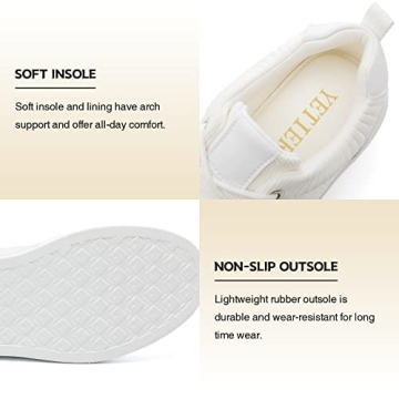 YETIER Women Platform Walking Sneakers Breathable Lace Up Casual Fashion Tennis Shoes Comfortable Knitted Mesh Athletic Running Shoes White