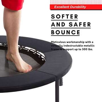Classic Rebounder by Rebound Air | Foldable Mini Fitness Trampoline for Adults & Kids | Half-Fold De...