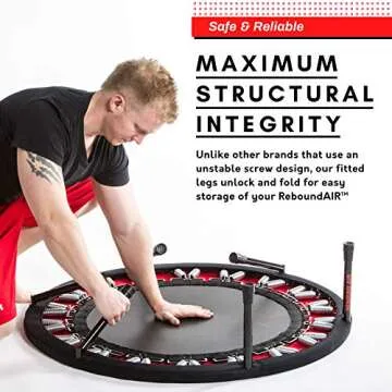 Classic Rebounder by Rebound Air | Foldable Mini Fitness Trampoline for Adults & Kids | Half-Fold Design w/Heavy Duty Springs for Indoor/Outdoor Exercise | Includes Case (Black)