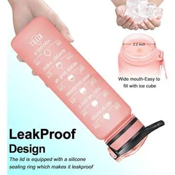 MEITAGIE 32oz Leakproof Motivational Water Bottle with Straw