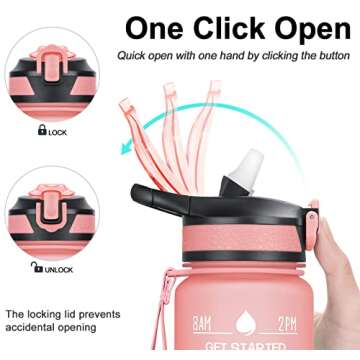MEITAGIE 32oz Leakproof Motivational Water Bottle with Straw