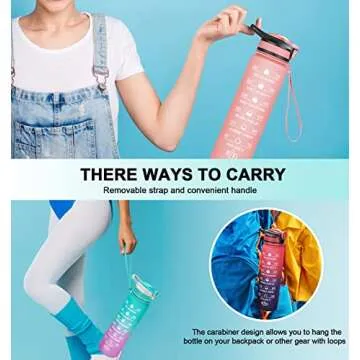 MEITAGIE 32oz Leakproof Motivational Water Bottle with Straw