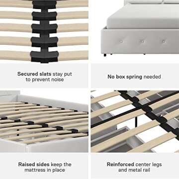 DHP Dakota Upholstered Bed with Storage, Queen Size