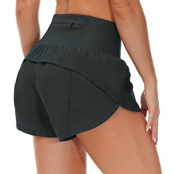 THE GYM PEOPLE Womens High Waisted Running Shorts Quick Dry Athletic Workout Shorts with Mesh Liner ...