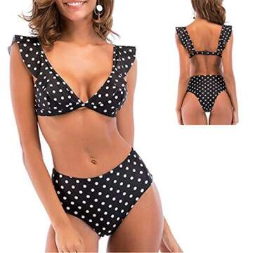 HIGHDAYS One Piece Swimsuits for Women Tummy Control Bathing Suit Girls Summer Swimwear Dress Best for Beach, Pool, Vacation (S, Black Two Piece Swimsuits for Women)