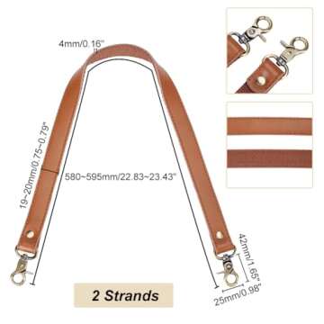 PH PandaHall 2 pcs 22" Brown Leather Purse Strap Replacement Handles 2mm Crochet Bag Strap Shoulder ...