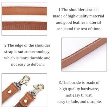 Premium 22" Brown Leather Purse Strap Replacement Handles