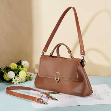 Premium 22" Brown Leather Purse Strap Replacement Handles