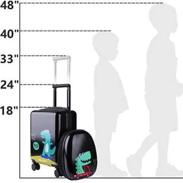 iPlay, iLearn Dinosaur Kids Luggage, Boy Carry on Suitcase, 18" Hardside Travel Luggage Set W/Backpack, Toddler Rolling Luggage W/ 4 Spinner Wheels, Children Holiday Birthday Gift