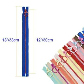 12Inch 20 PCS #3 Resin Zippers with Lifting Ring Pull Close End Vislon Zippers for DIY Tailor Sewing...