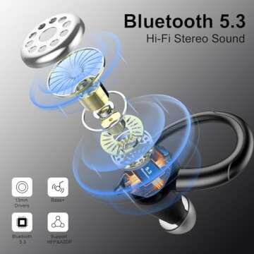 VKROBAG Wireless Earbuds - 48H Playback, IP7 Waterproof Headphones for Sports