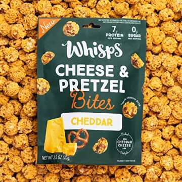 Whisps Cheese & Pretzel Bites Variety Pack | Healthy Snacks | Protein Snacks, High Protein, Made with Real Cheddar Cheese (2.5 Oz, 5 Pack)
