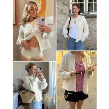 Wyeysyt Womens Cardigan Sweater Button Down Long Sleeve Chunky Soft Knit Sweater Fall Open Front Loose Casual Cardigan Coat
