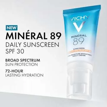 Vichy Minéral 89 Face Sunscreen SPF 30, Hydrating Daily Sunscreen For Face SPF 30, Hyaluronic Acid ...