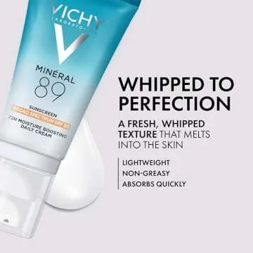 Vichy Minéral 89 Face Sunscreen SPF 30, Hydrating Daily Sunscreen For Face SPF 30, Hyaluronic Acid + Niacinamide + Squalane Oil, No White Cast Sunscreen, Oxybenzone Free, Travel Size Sunscreen