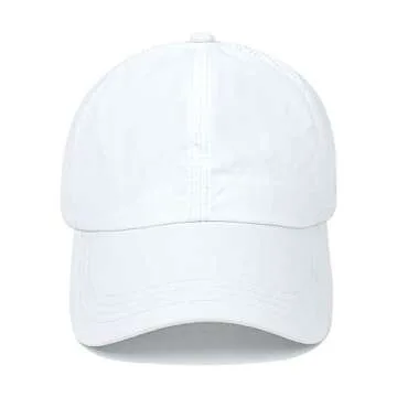 Bonvince Womens Criss Cross Ponytail Hat Quick Drying Baseball Cap Sun Hats UV Protection Sport Caps White