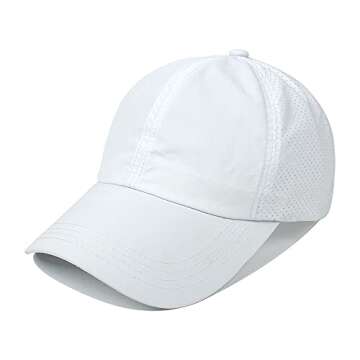 Bonvince Womens Criss Cross Ponytail Hat Quick Drying Baseball Cap Sun Hats UV Protection Sport Caps White