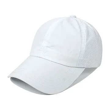 Bonvince Womens Criss Cross Ponytail Hat Quick Drying Baseball Cap Sun Hats UV Protection Sport Caps White