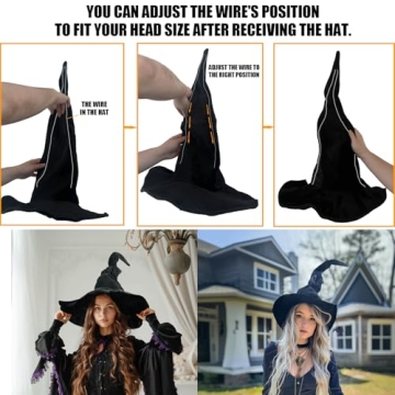 JYOUMI Black Witch Hat Perfect for Halloween and Cosplay