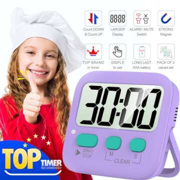 Antonki 2 Pack Digital Timers for Cooking, Kids and Classroom Needs