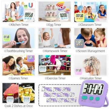 Antonki Digital Timer Pack for Kitchen and Classroom Use