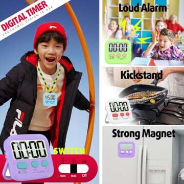 Antonki Digital Timer Pack for Kitchen and Classroom Use