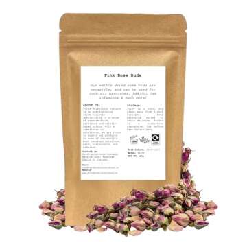 Edible Pink Rose Buds | 100 + Servings| 1.41oz | 100% Natural | Roses For Cocktail Garnishes, Baking...