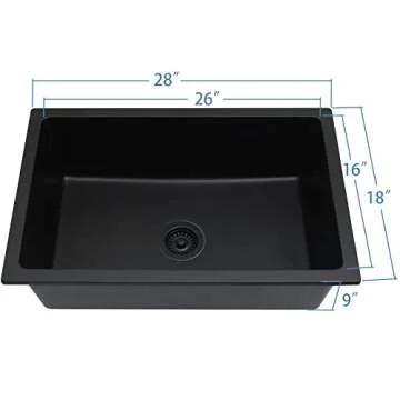 MILOSEN 28 Inch Black Granite Sink for Kitchen Renovations