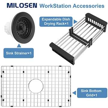MILOSEN 28 Inch Black Granite Sink for Kitchen Renovations
