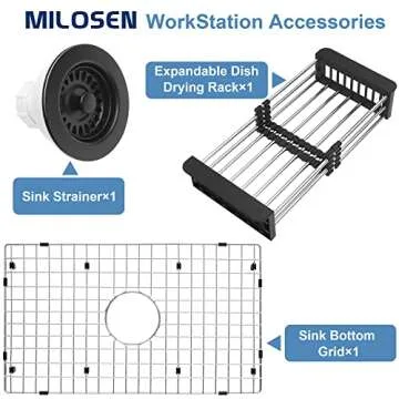 MILOSEN 28 Inch Black Granite Sink for Kitchen Renovations