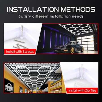 LZHOME LED Hexagon Garage Light - Super Bright 900W 108000LM Car Detailing Shop LED Ceiling Lights Hexagon Lighting System for Home Gym Garage Workshop Basement Warehouse