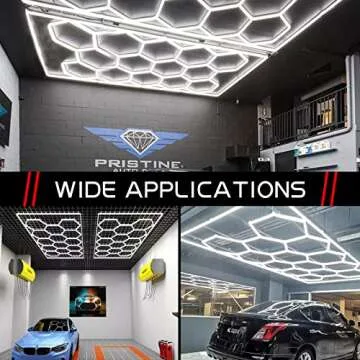 LZHOME LED Hexagon Garage Light - Super Bright 900W 108000LM Car Detailing Shop LED Ceiling Lights Hexagon Lighting System for Home Gym Garage Workshop Basement Warehouse