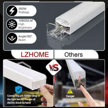 LZHOME LED Hexagon Garage Light - Super Bright 900W 108000LM Car Detailing Shop LED Ceiling Lights Hexagon Lighting System for Home Gym Garage Workshop Basement Warehouse