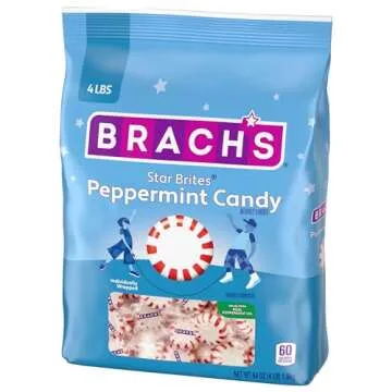 Brach's Star Brites Peppermint Candy, Individually Wrapped Candy, Mega Pack, 4 Pound Bulk Bag (360 Pieces) (Pack of 2)