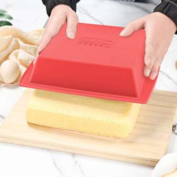 Silicone Cake and Brownie Pan - SILIVO Nonstick Silicone Baking Mold for Homemade Brownie,Cake,Bread,Pie and Lasagna - 8x8x2 inch