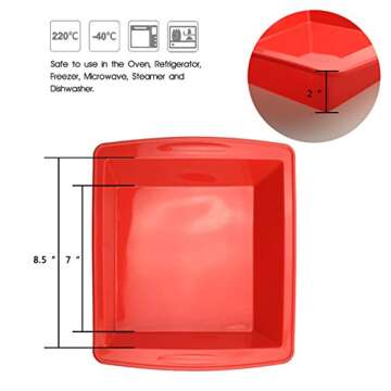 Silicone Cake and Brownie Pan - SILIVO Nonstick Silicone Baking Mold for Homemade Brownie,Cake,Bread,Pie and Lasagna - 8x8x2 inch