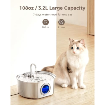 108oz Stainless Steel Cat Water Fountain for Easy Hydration