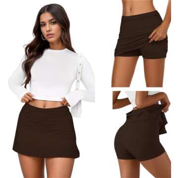 Womens Mini Skorts Sexy Bodycon Y2K Style with Shorts