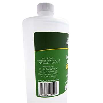 Duda Energy Bottles of 99.9+% Pure Isopropyl Industrial Grade IPA Concentrated Rubbing Alcohol, Clear, 32.12 Fl Oz (Pack of 8), 256.8 Fl Oz