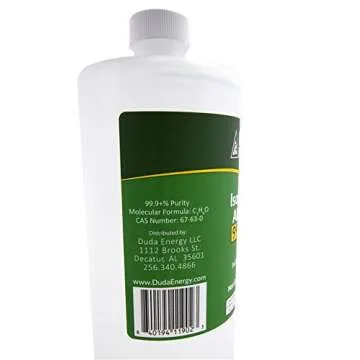 Duda Energy Bottles of 99.9+% Pure Isopropyl Industrial Grade IPA Concentrated Rubbing Alcohol, Clear, 32.12 Fl Oz (Pack of 8), 256.8 Fl Oz