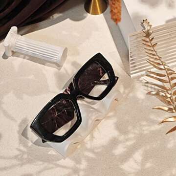 Laemzinv Oversized Square Blue Light Glasses for Women, Large Thick Frame Reading Blocker, Big Reader for Computer Eyewear and Gaming Glasses LA022 (A1 | Black)