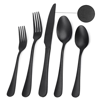 Elegant 20-Piece Black Silverware Set for Upscale Dining