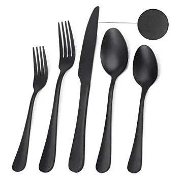 Elegant 20-Piece Black Silverware Set for Upscale Dining
