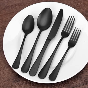 Stylish 20-Piece Matte Black Silverware Set for Any Occasion
