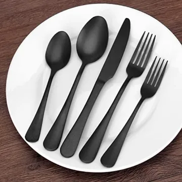 Stylish 20-Piece Matte Black Silverware Set for Any Occasion
