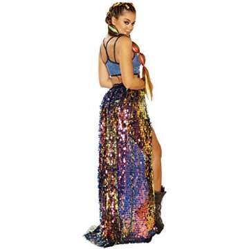 J. Valentine Water Opal Teardrop Sequin Harness Gypsy Skirt Festival Rave EDM Techno Wear