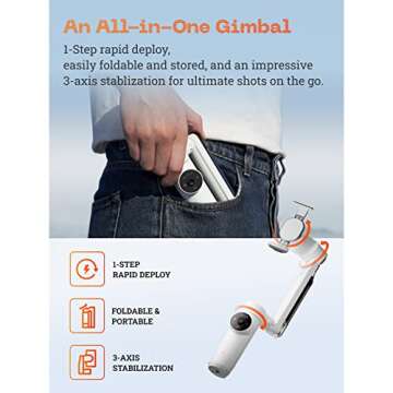 Insta360 Flow Gimbal Stabilizer for Smartphone, Pro Tripod Kit - AI-Powered Gimbal, 3-Axis Stabilization, Built-in Tripod, Portable & Foldable, Auto Tracking Phone Stabilizer, Stone Gray