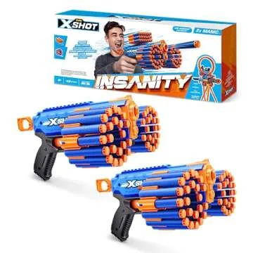 X-Shot Insanity Manic Blaster Dual Pack by ZURU with 48 Darts, Air Pocket Technology Darts and Dart ...